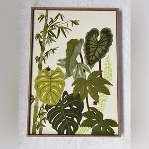 Green Botanical Embroidered Wall Art